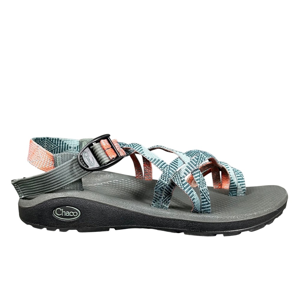 Chaco Z/Cloud 2 Womens 10 Blue Orange Strappy Toe Loop Hiking Sandals J106056 - Picture 3 of 6